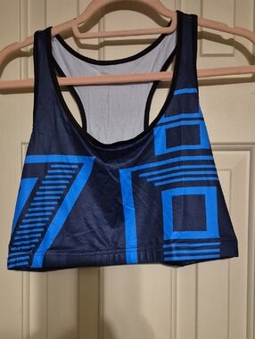 Geometric Blue Racerback Sports Bra - Women Intimates & Sleepwear